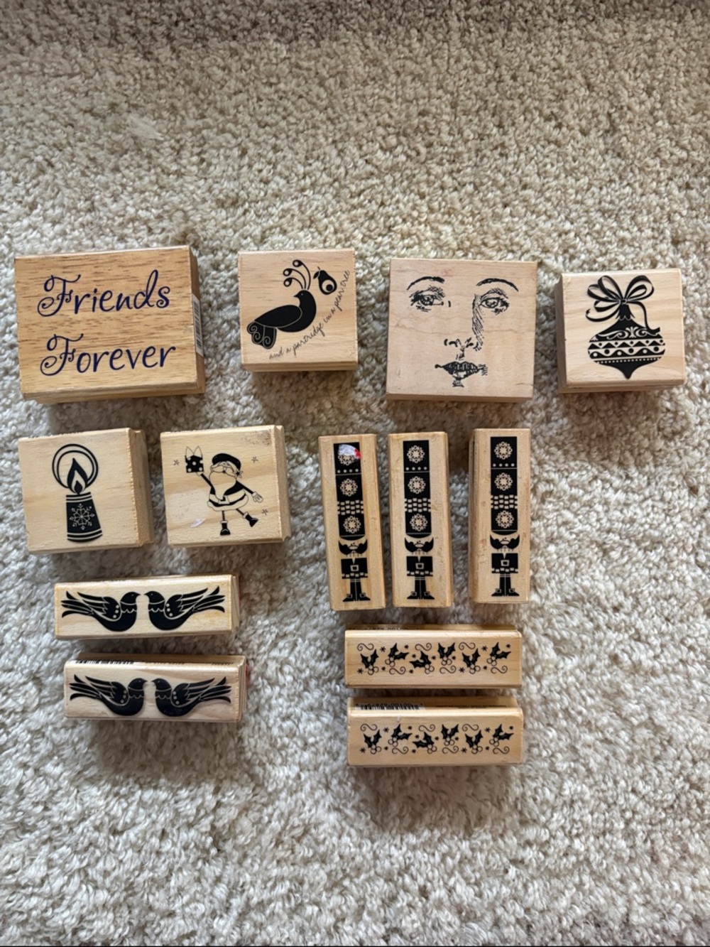 Wooden Craft Stamp Set - Black Print